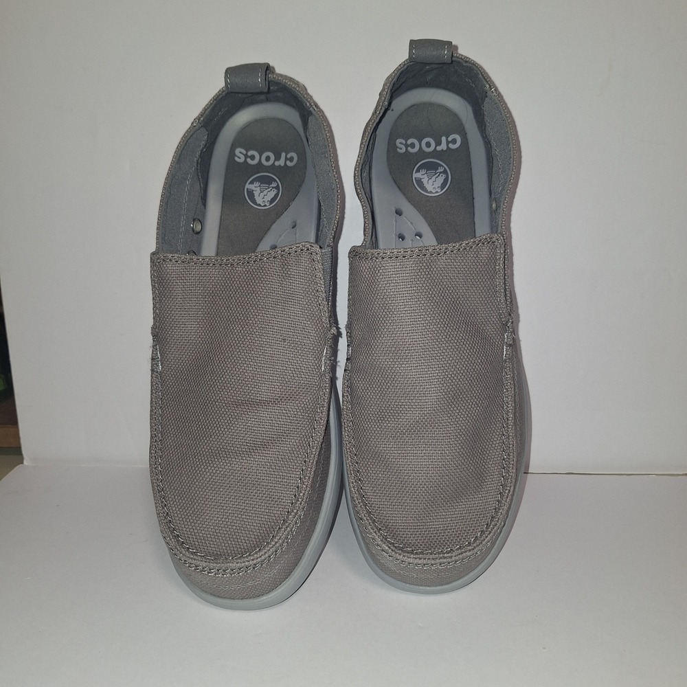 Crocs Santa Cruz Canvas Loafers Mens 11 Grey Slip On Casual Shoes 207635